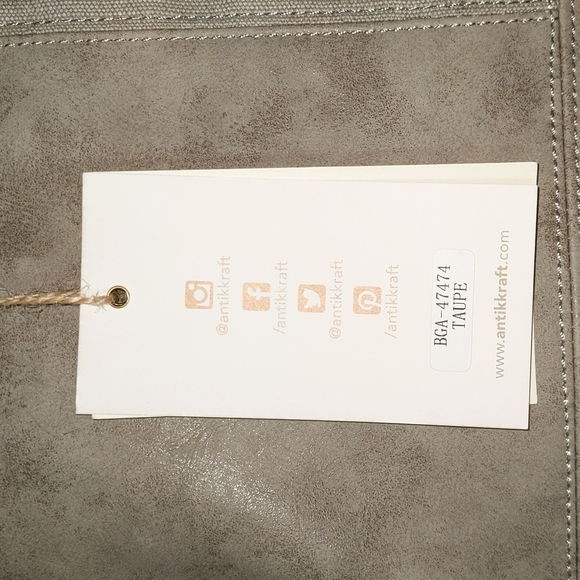 Antik Kraft Taupe Boho Tote Bag Shoulder Purse 47474 - Picture 4 of 11